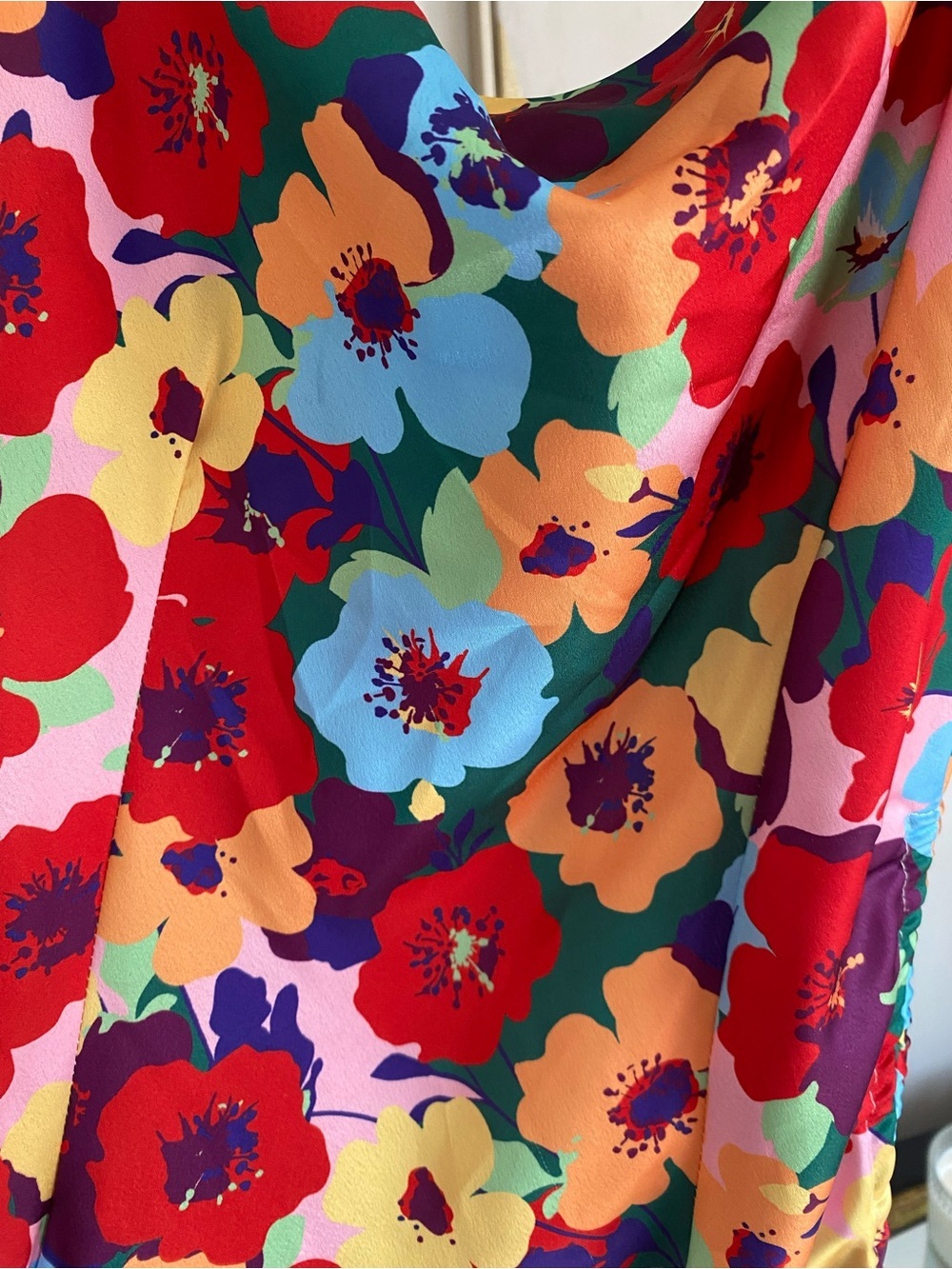 SATIN MINI DRESS FLOARL RUCHED - Picture 10 of 10